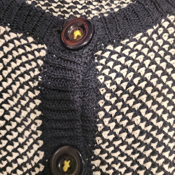 OST XS Knit Cardigan buttonup sweater Navy & green - Picture 11 of 12